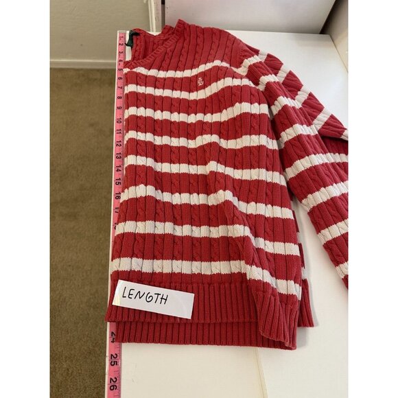Lauren Ralph Lauren Woman Striped Fisherman Pullover Knit Sweater Sz 2X Nautical - Picture 5 of 11